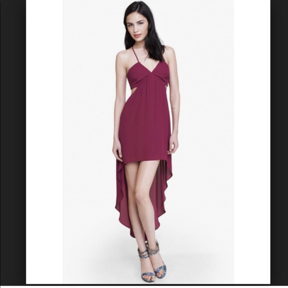 Express Magenta pink cut out dress/high low cocktail formal